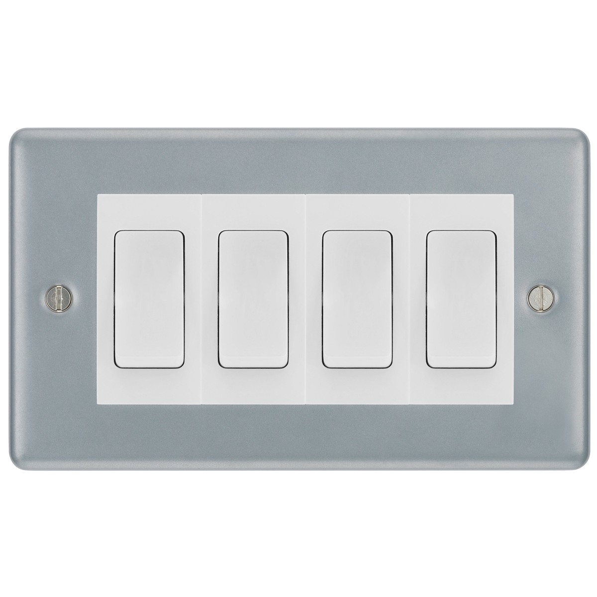 BG Metal Clad 4 Gang 20A 16AX Intermediate Light Switch - White Insert